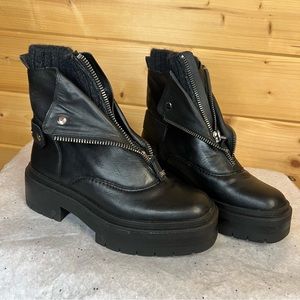 Sam Edelman Linds Black Front Zipper Block Heel Zipper Chelsea Boots Size 7.5